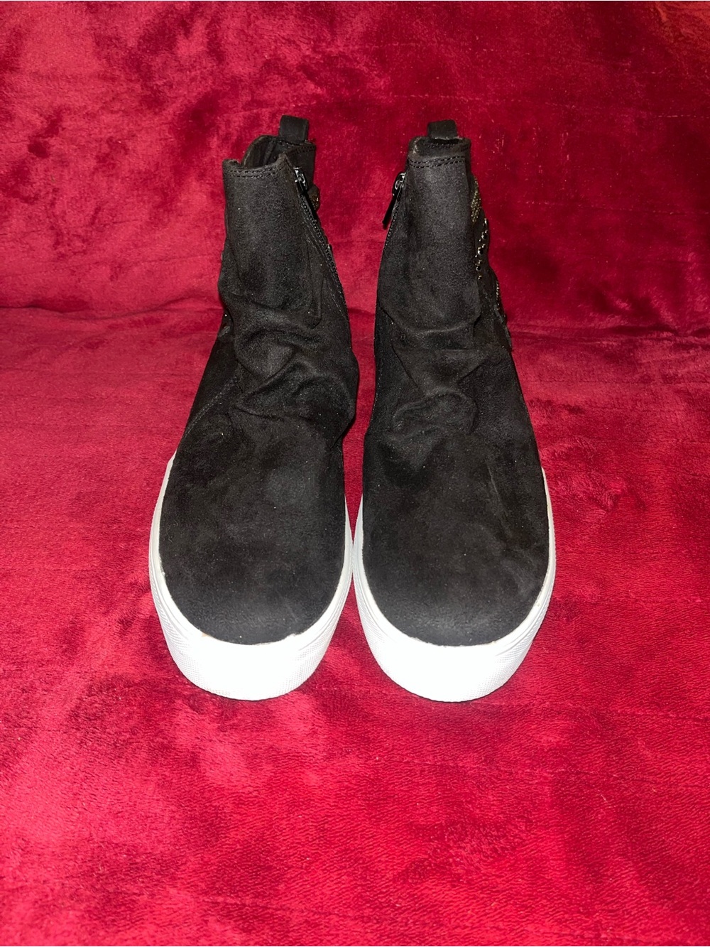 Not Rated Black Ankle Booties with White Platform Soles